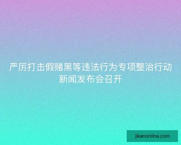 严厉打击假赌黑等违法行为专项整治行动新闻发布会召开